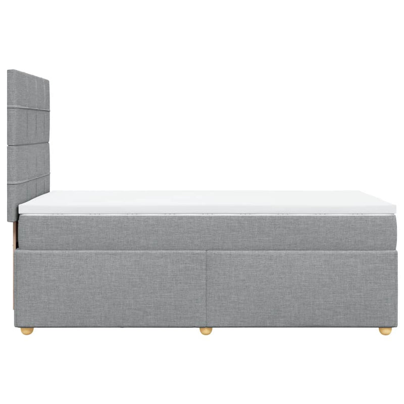 Pat box spring cu saltea, gri deschis, 90x200 cm, textil