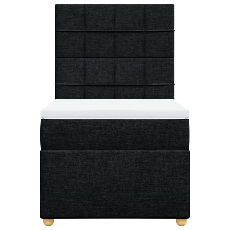 Pat box spring cu saltea, negru, 90x200 cm, textil
