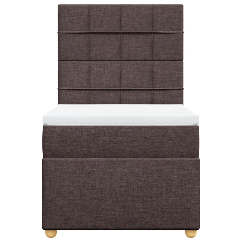 Pat box spring cu saltea, maro închis, 90x200 cm, textil