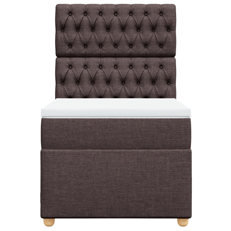Pat box spring cu saltea, maro închis, 90x200 cm, textil