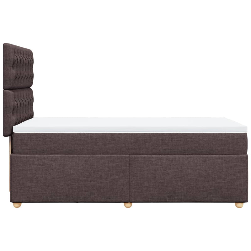 Pat box spring cu saltea, maro închis, 90x200 cm, textil