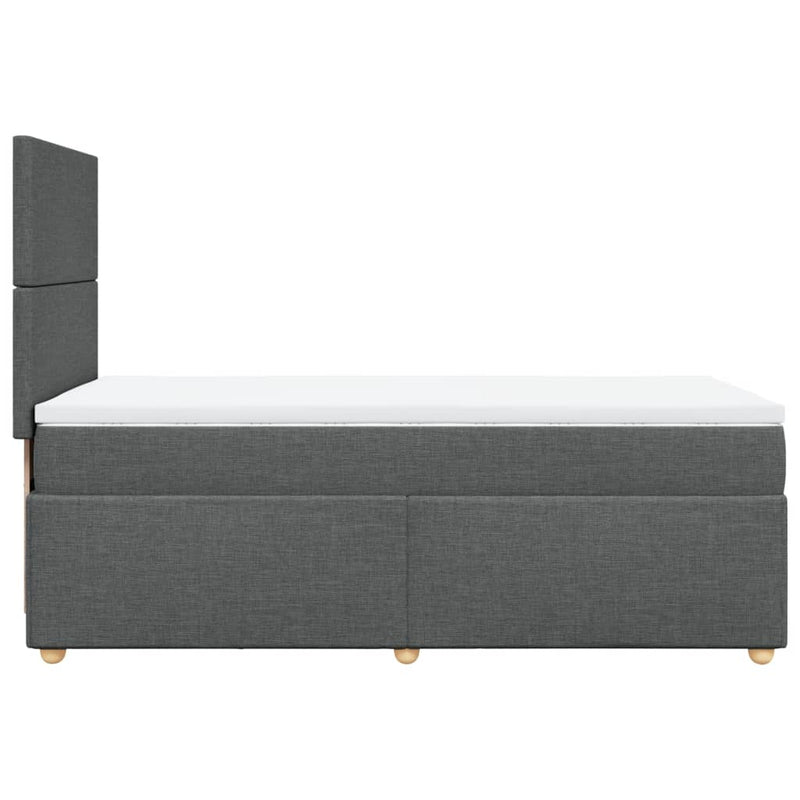 Pat box spring cu saltea, gri închis, 100x200 cm, textil