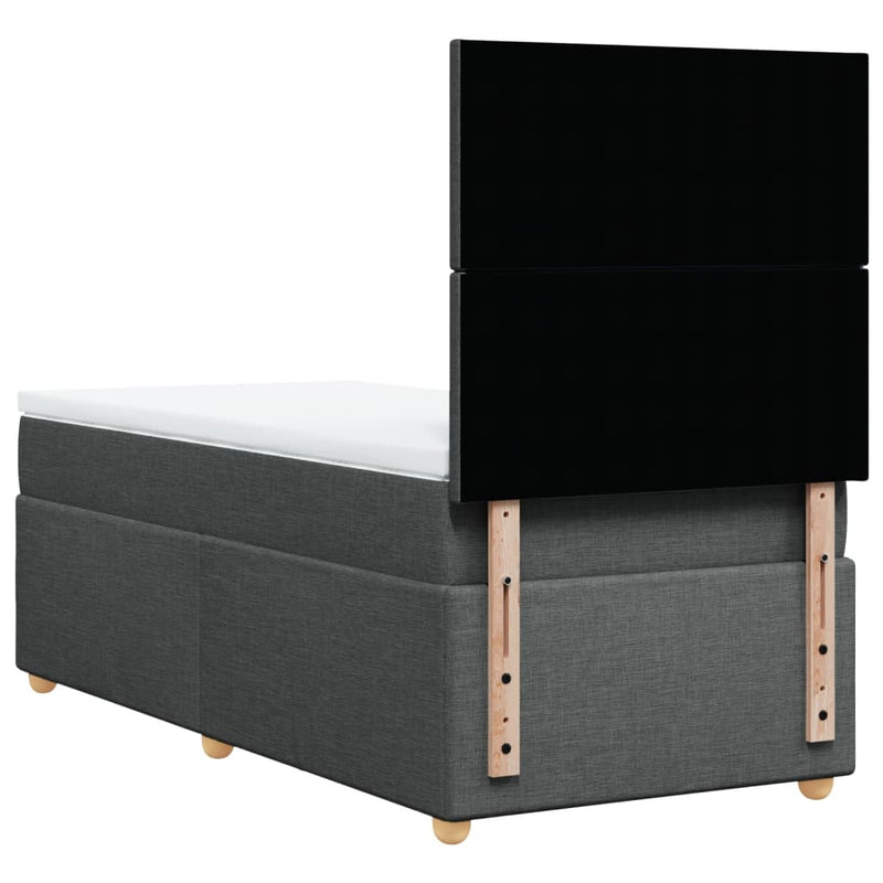 Pat box spring cu saltea, gri închis, 100x200 cm, textil