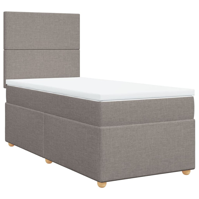 Pat box spring cu saltea, gri taupe, 100x200 cm, textil