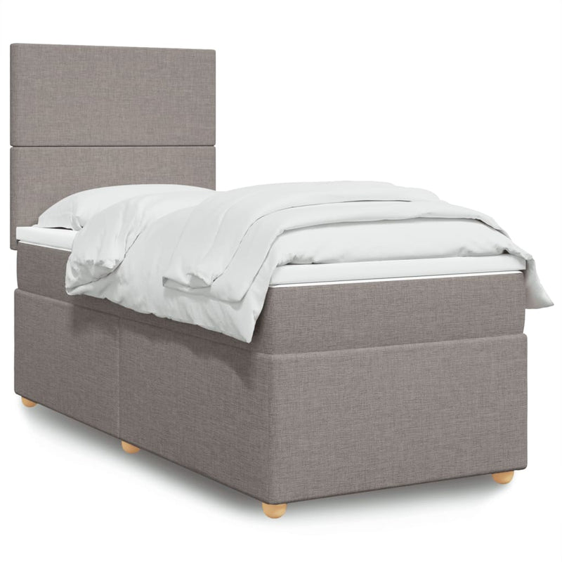 Pat box spring cu saltea, gri taupe, 100x200 cm, textil