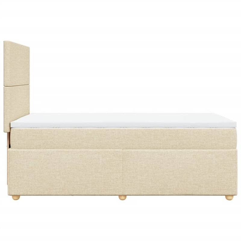 Pat box spring cu saltea, crem, 100x200 cm, textil