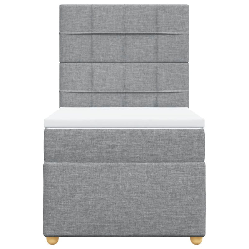 Pat box spring cu saltea, gri deschis, 100x200 cm, textil