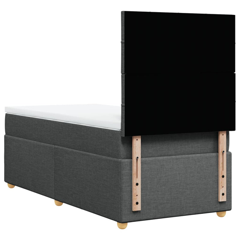 Pat box spring cu saltea, gri închis, 100x200 cm, textil