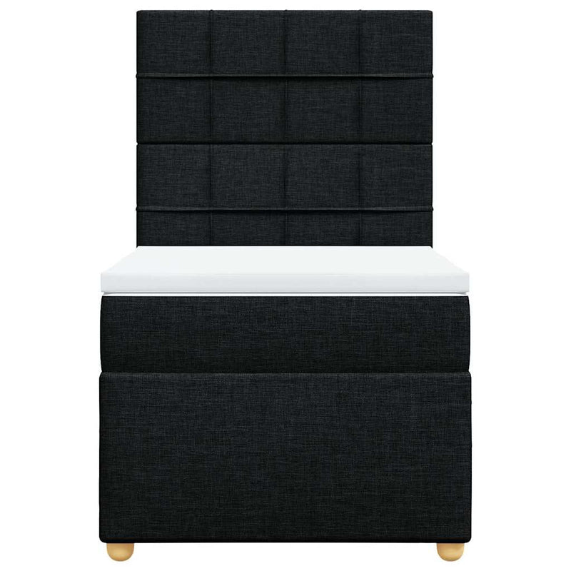 Pat box spring cu saltea, negru, 100x200 cm, textil