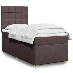 Pat box spring cu saltea, maro închis, 100x200 cm, textil
