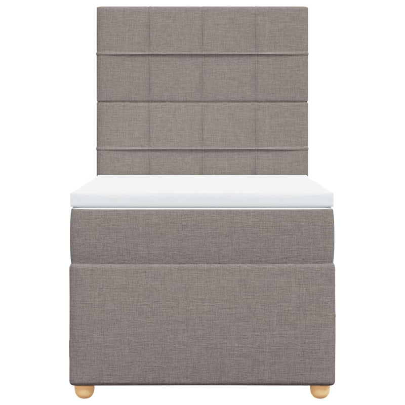 Pat box spring cu saltea, gri taupe, 100x200 cm, textil