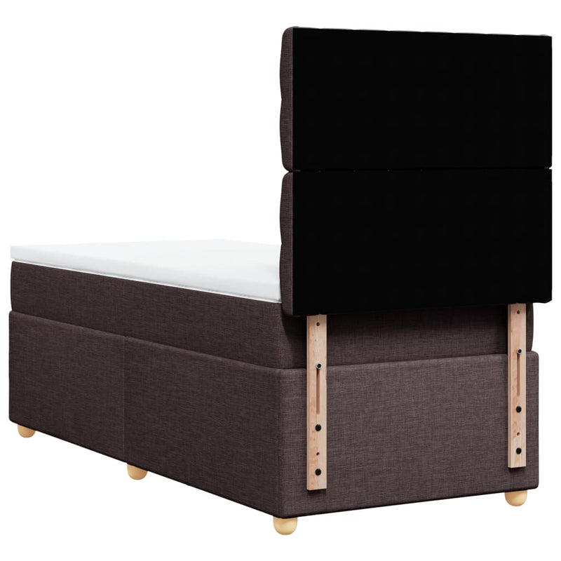 Pat box spring cu saltea, maro închis, 100x200 cm, textil