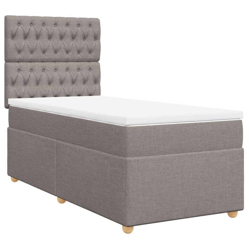 Pat box spring cu saltea, gri taupe, 100x200 cm, textil