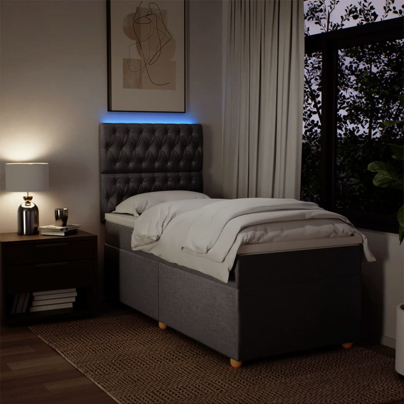 Pat box spring cu saltea, gri taupe, 100x200 cm, textil