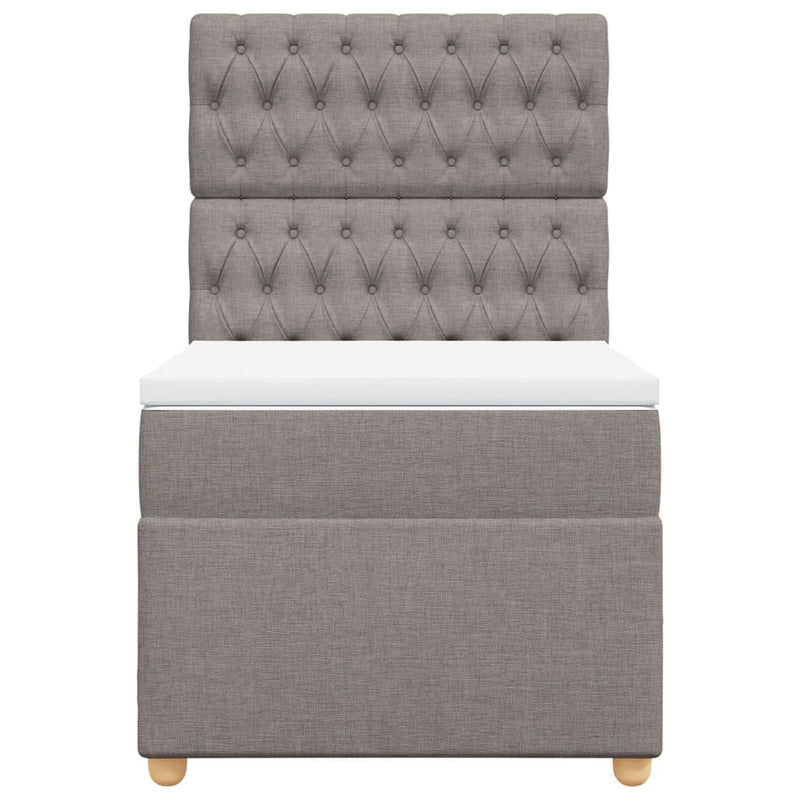 Pat box spring cu saltea, gri taupe, 100x200 cm, textil