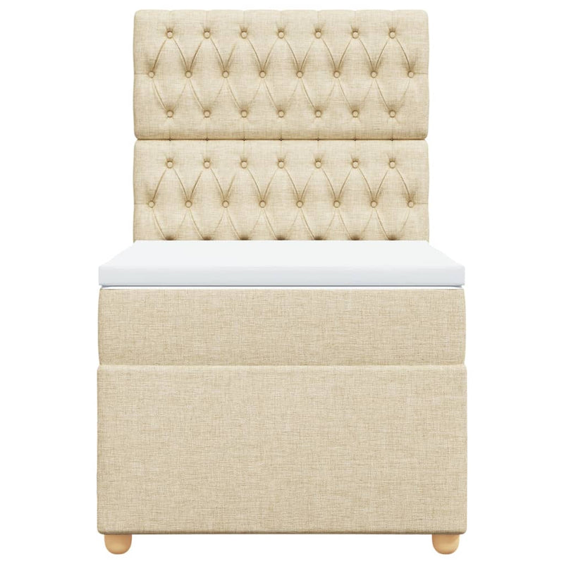 Pat box spring cu saltea, crem, 100x200 cm, textil
