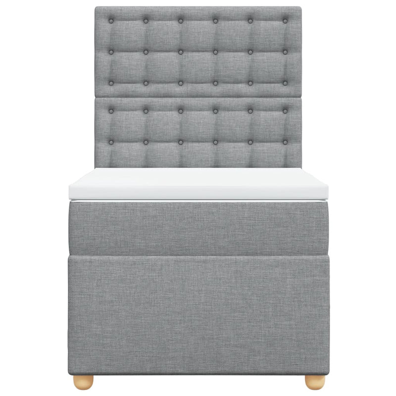 Pat box spring cu saltea, gri deschis, 100x200 cm, textil