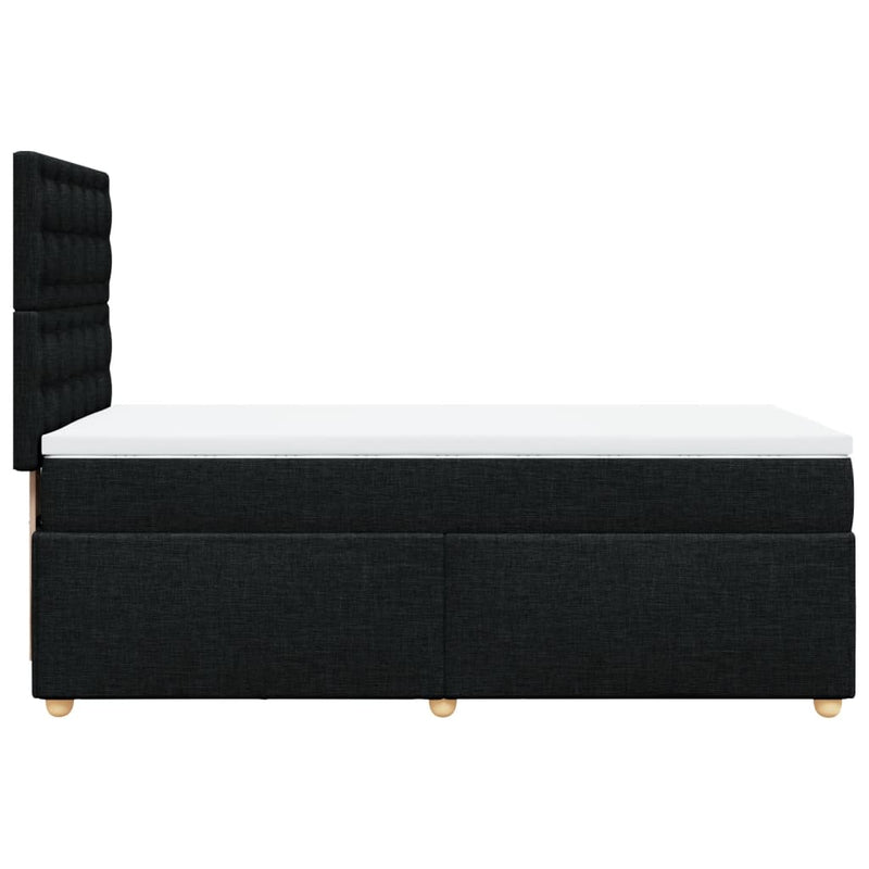 Pat box spring cu saltea, negru, 100x200 cm, textil