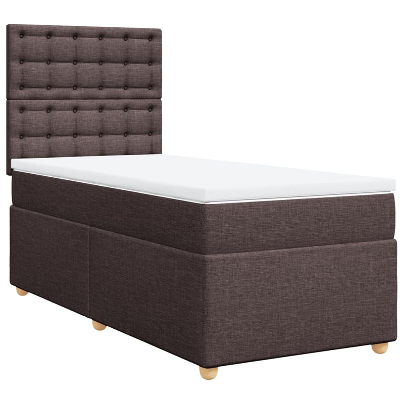 Pat box spring cu saltea, maro închis, 100x200 cm, textil