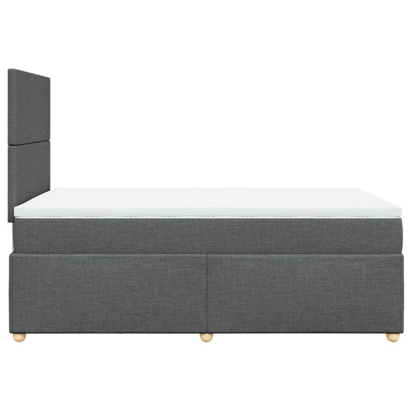 Pat box spring cu saltea, gri închis, 120x190 cm, textil