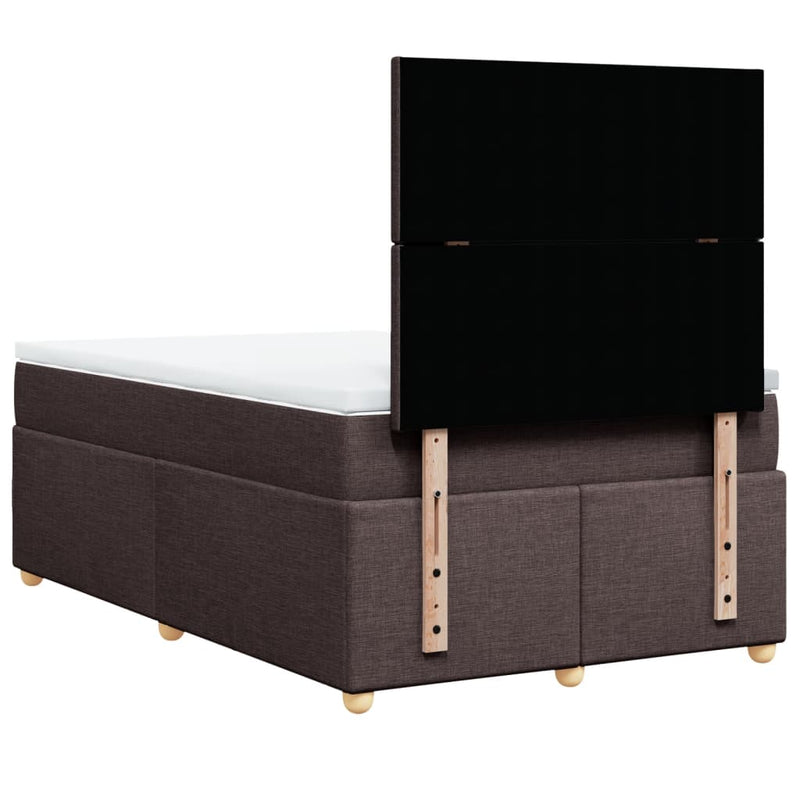 Pat box spring cu saltea, maro închis, 120x190 cm, textil