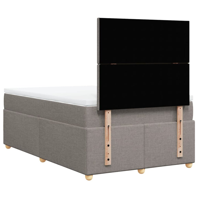Pat box spring cu saltea, taupe, 120x190 cm material textil