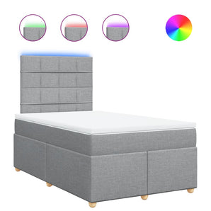 Pat box spring cu saltea, gri deschis, 120x190 cm, textil