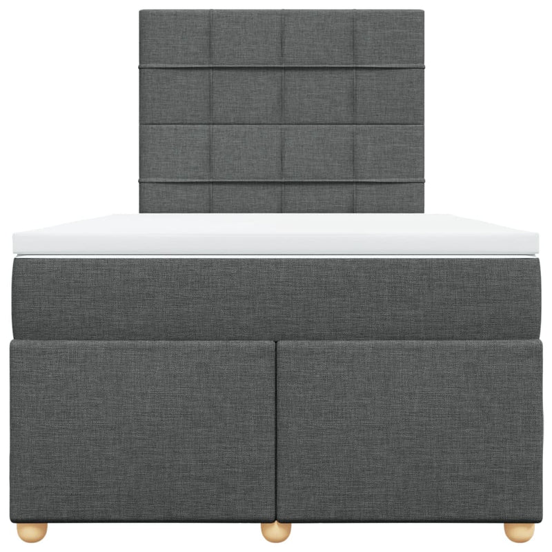 Pat box spring cu saltea, gri închis, 120x190 cm, textil