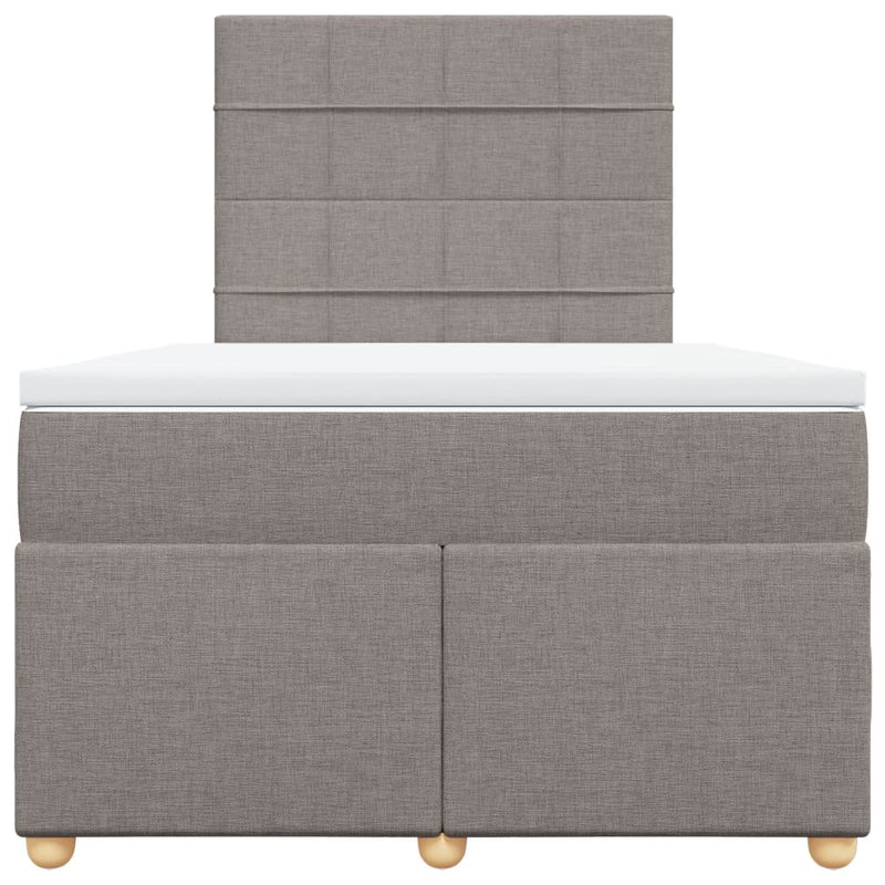 Pat box spring cu saltea, taupe, 120x190 cm material textil