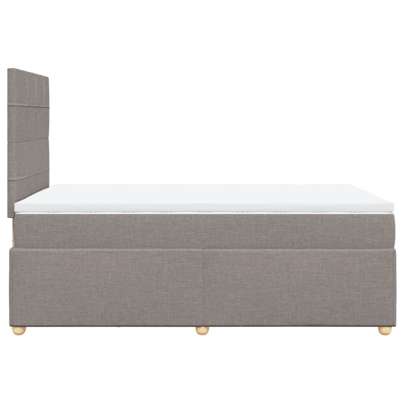 Pat box spring cu saltea, taupe, 120x190 cm material textil