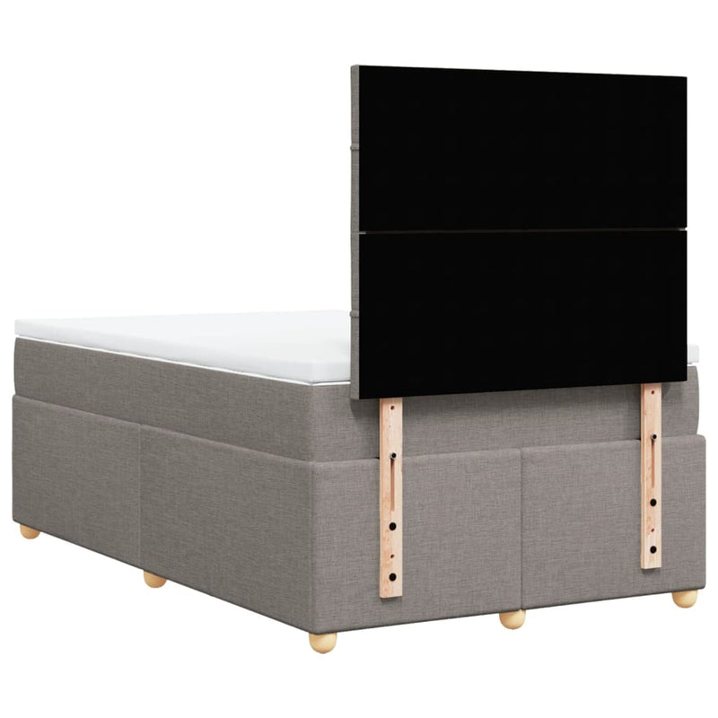 Pat box spring cu saltea, taupe, 120x190 cm material textil