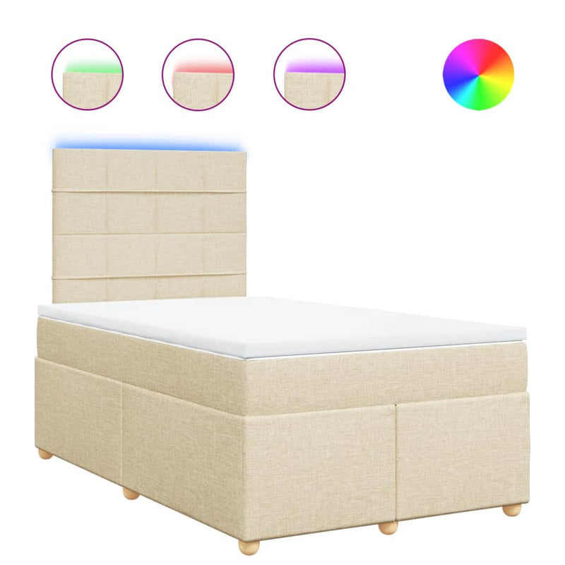 Pat continental cu saltea, crem, 120x190 cm, textil