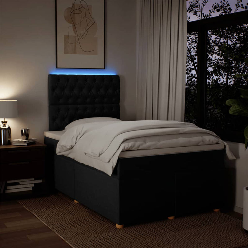 Pat box spring cu saltea, negru, 120x190 cm, catifea