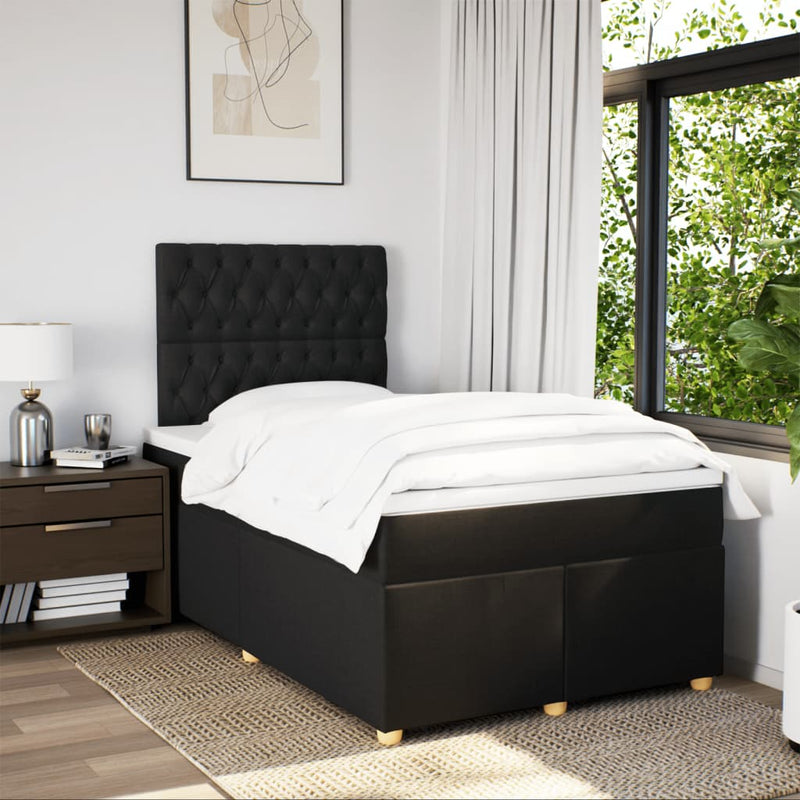 Pat box spring cu saltea, negru, 120x190 cm, catifea