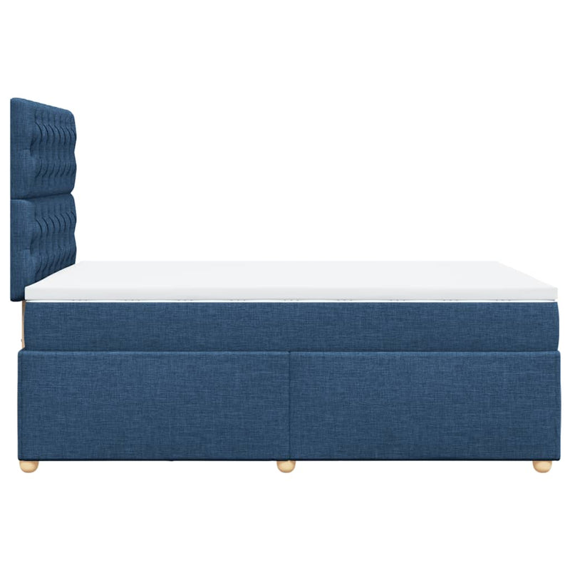 Pat box spring cu saltea, albastru, 120x190 cm, material textil