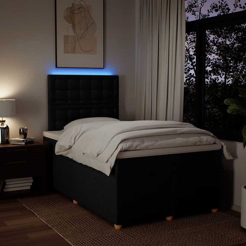 Pat box spring cu saltea, negru, 120x190 cm, catifea