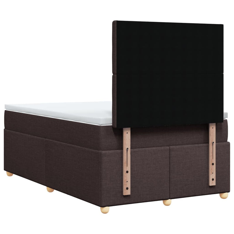 Pat box spring cu saltea, maro închis, 120x190 cm, textil