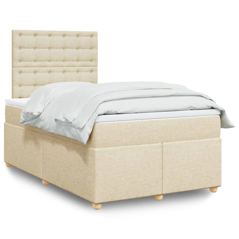 Pat continental cu saltea, crem, 120x190 cm, textil
