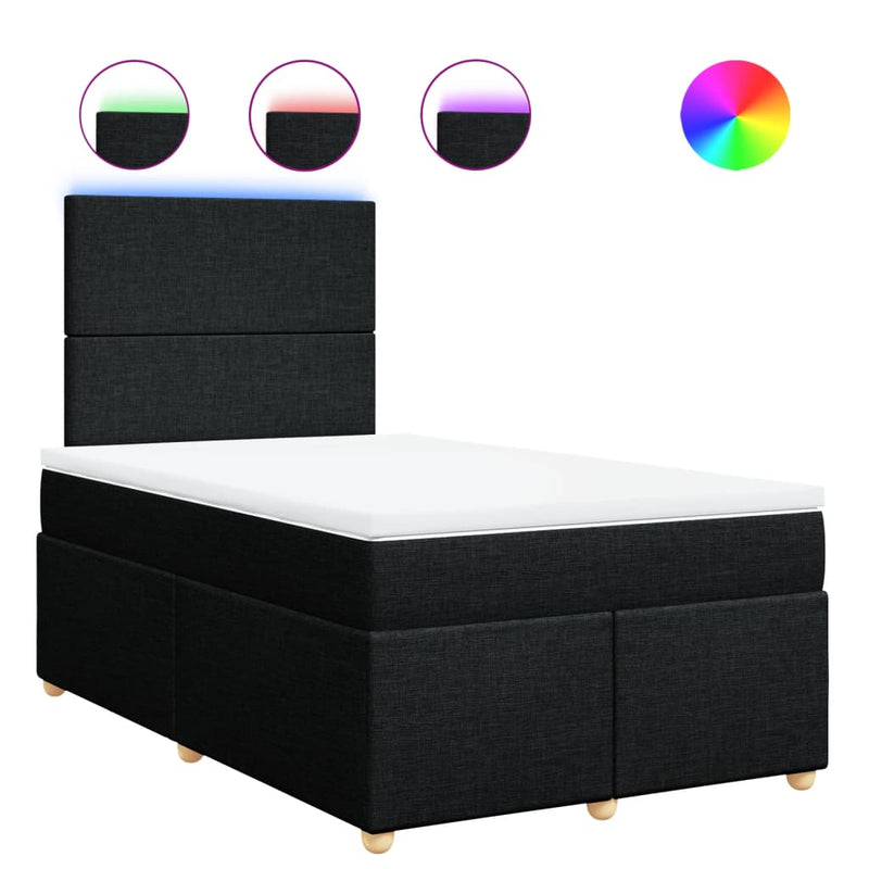 Pat box spring cu saltea, negru, 120x200 cm, textil