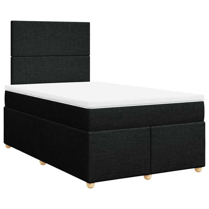 Pat box spring cu saltea, negru, 120x200 cm, textil