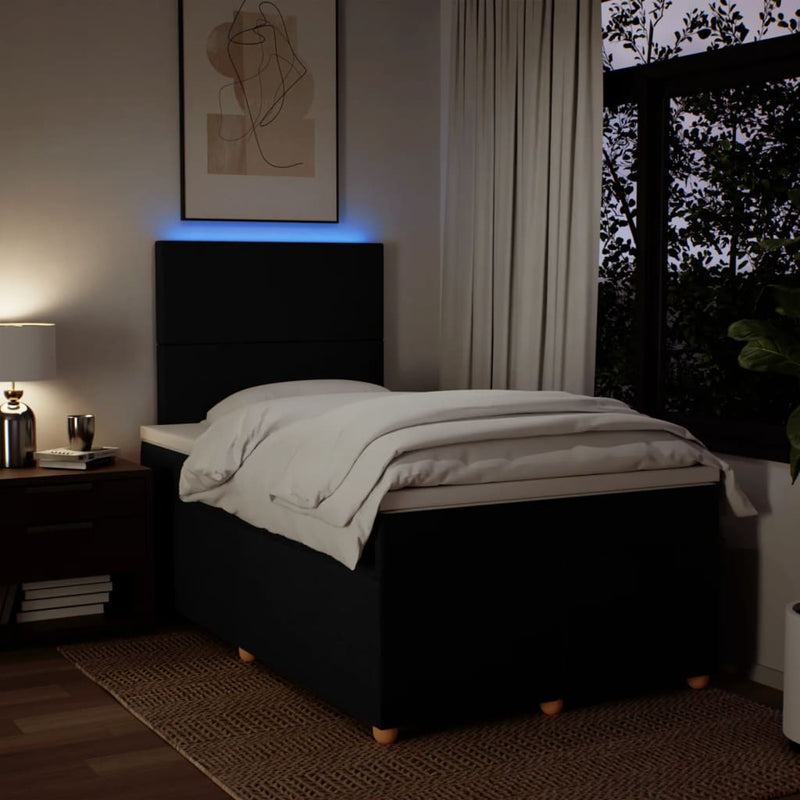 Pat box spring cu saltea, negru, 120x200 cm, textil