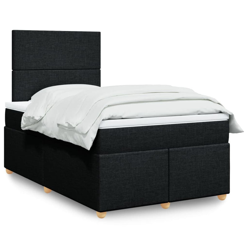 Pat box spring cu saltea, negru, 120x200 cm, textil