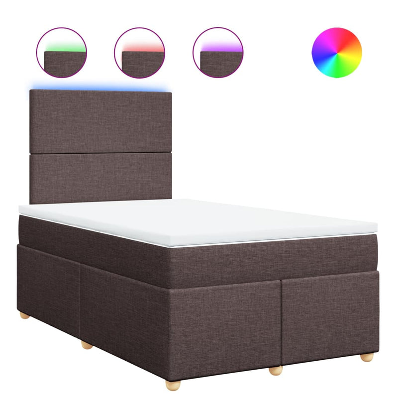 Pat box spring cu saltea, maro închis, 120x200 cm, textil