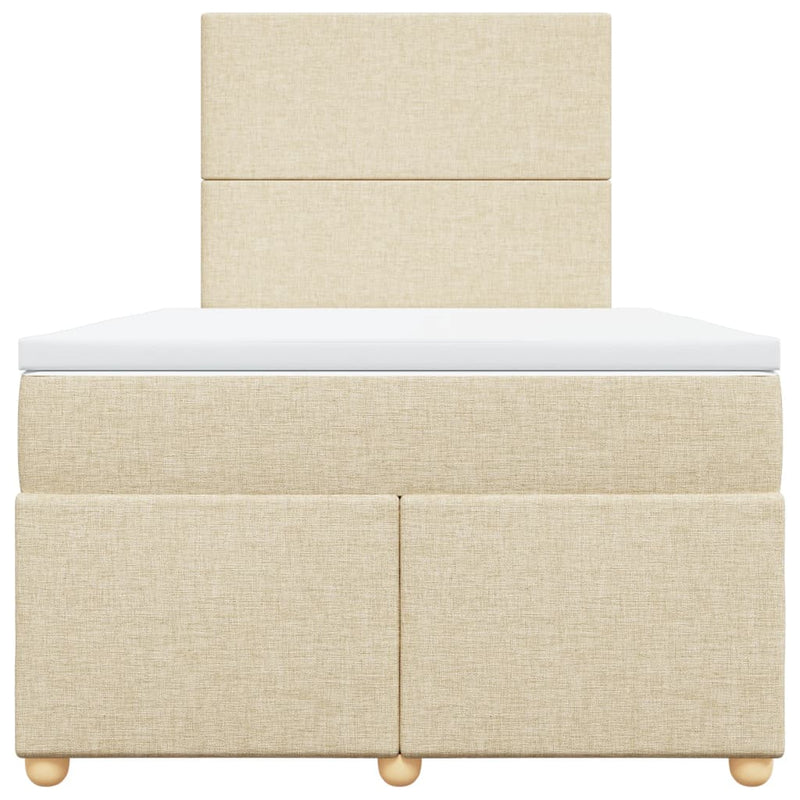 Pat box spring cu saltea, crem, 120x200 cm, textil