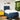 Pat box spring cu saltea, albastru, 120x200 cm, textil