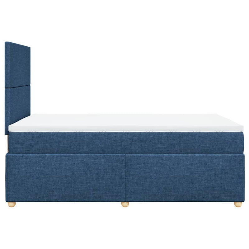 Pat box spring cu saltea, albastru, 120x200 cm, textil