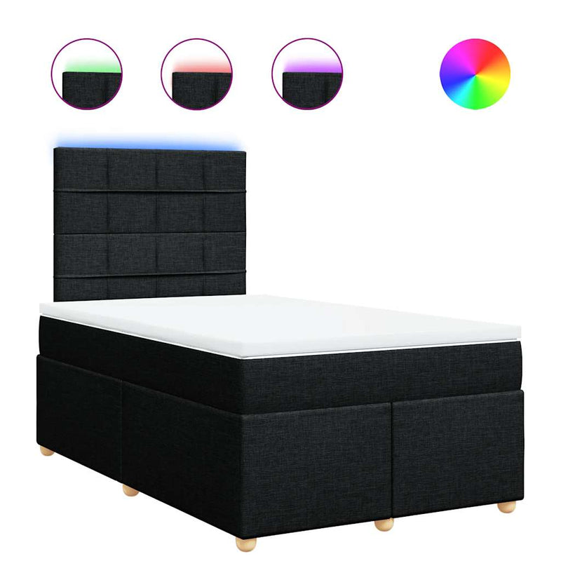 Pat box spring cu saltea, negru, 120x200 cm, textil