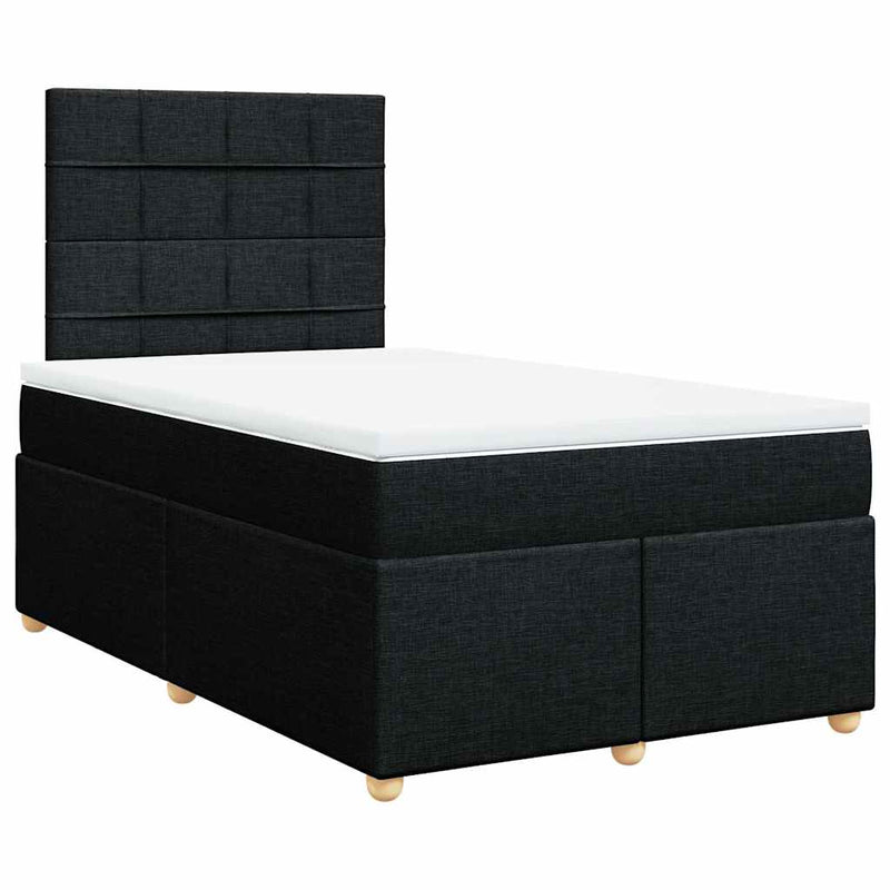 Pat box spring cu saltea, negru, 120x200 cm, textil