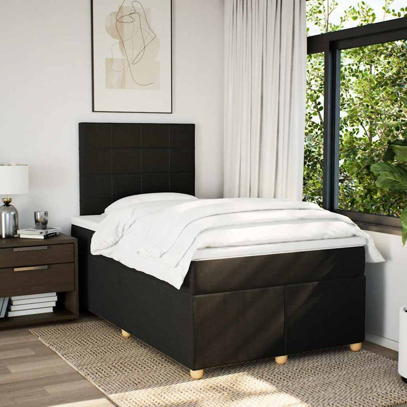 Pat box spring cu saltea, negru, 120x200 cm, textil