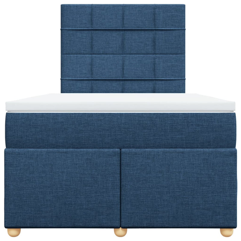 Pat box spring cu saltea, albastru, 120x200 cm, textil